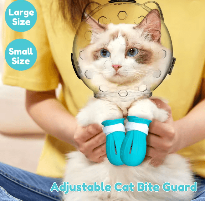Transparent Cat Grooming Muzzle Anti Bite Protective Hood