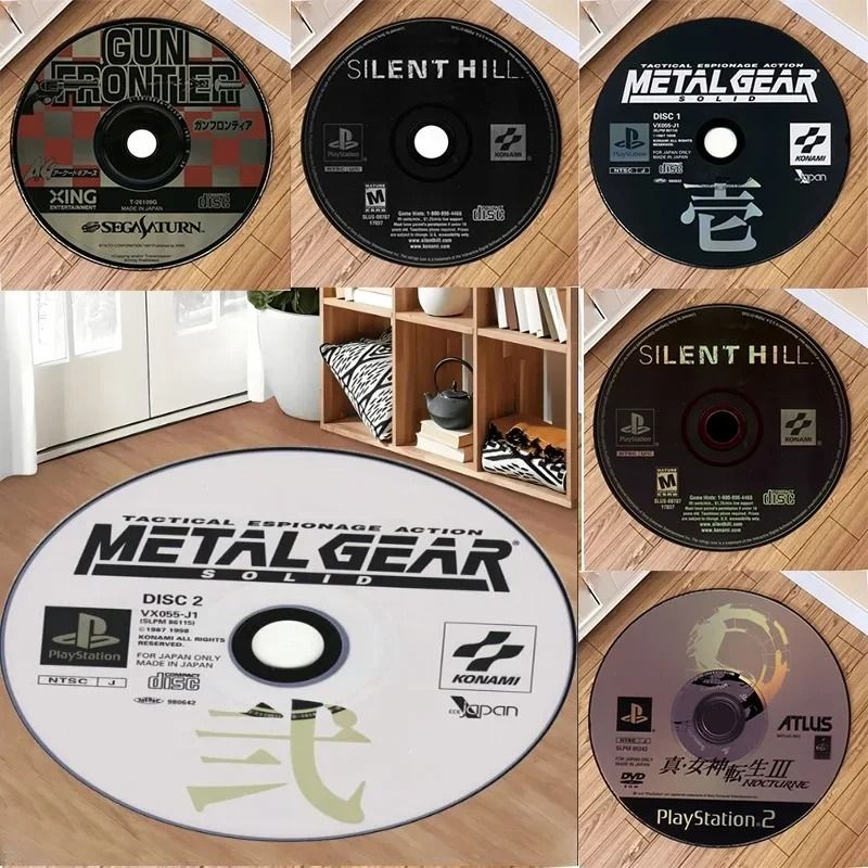 Metal Gear Style Round Gaming Room Rug Cartoon Floor Mat