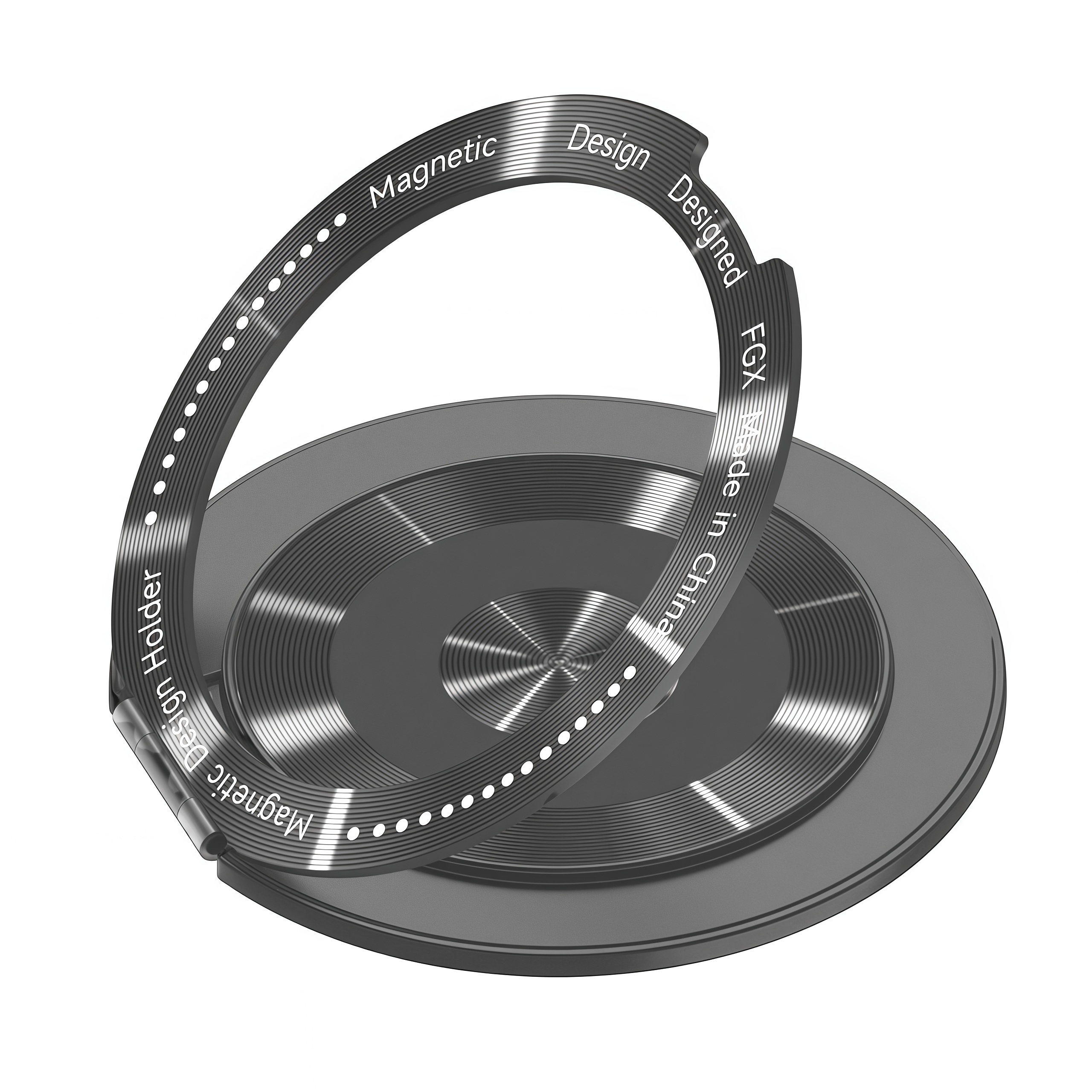 Magnetic Phone Ring Holder with Adhesive Grip and Rotating Stand