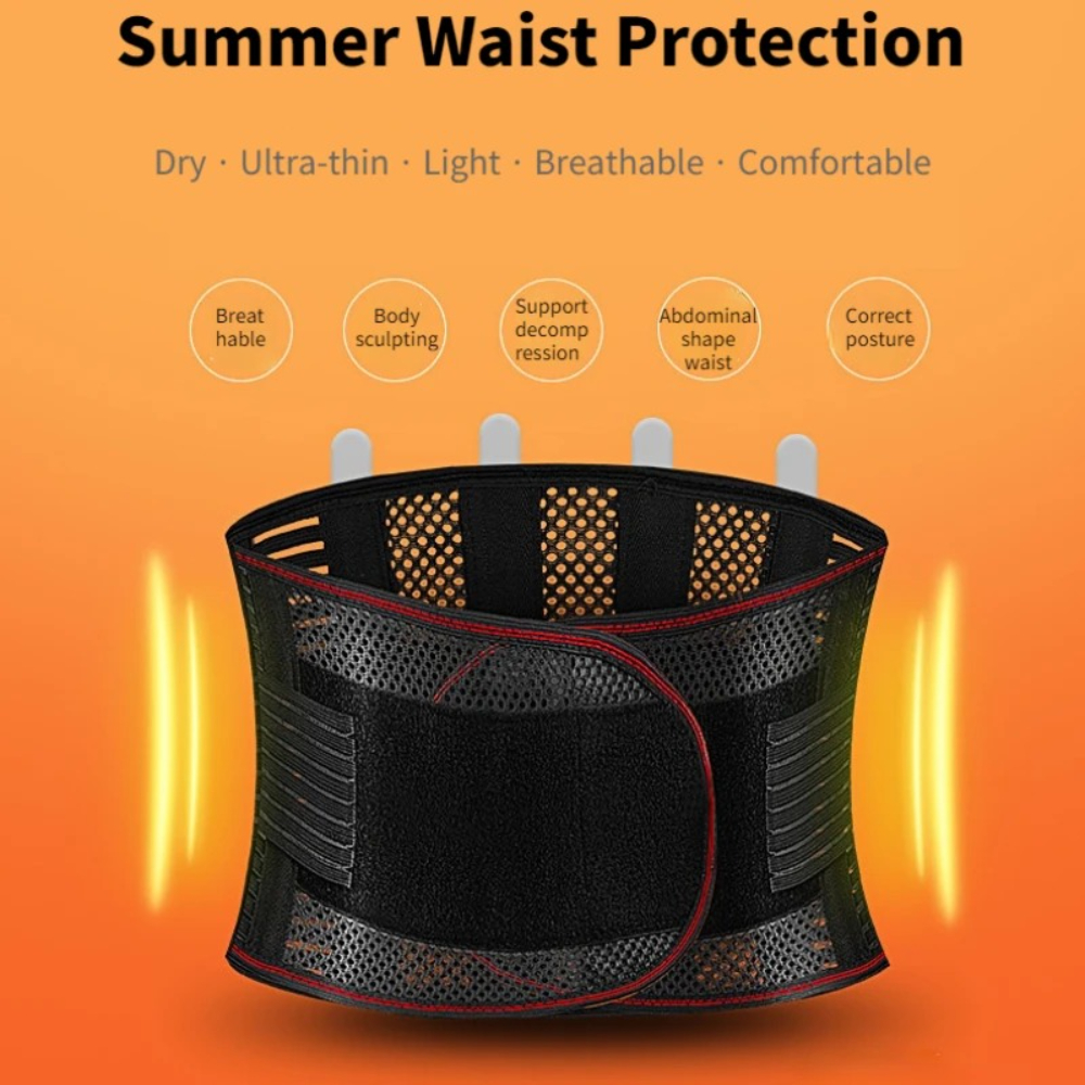 Anti Skid Mesh Back Brace for Men and Women, Adjustable Waist Support Belt for Back Pain Relief