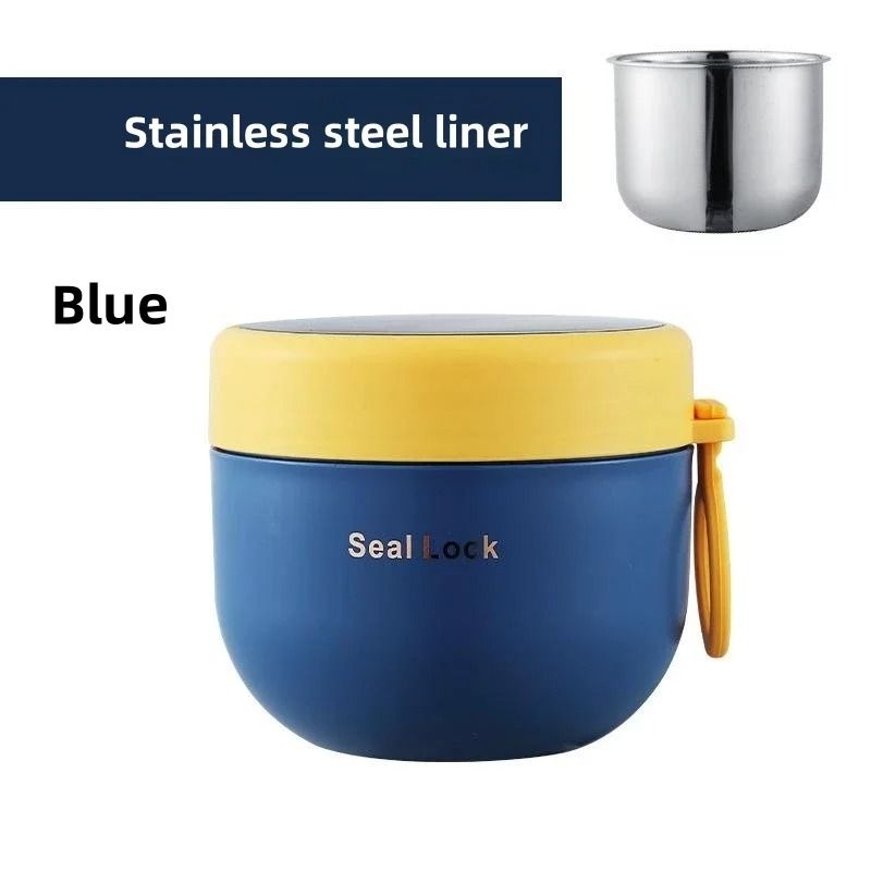 600ml Stainless Steel Lunch Box Reusable Soup Noodle Bowl Microwave Safe Food Container