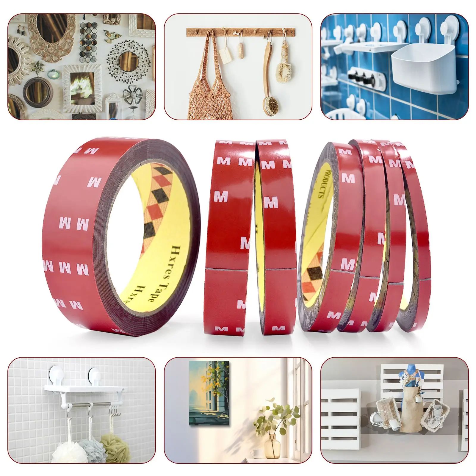 Strong Double Sided Adhesive Tape High Viscosity Automotive Mounting Tape, High Temp Resistant Acrylic Foam Sticky Strip