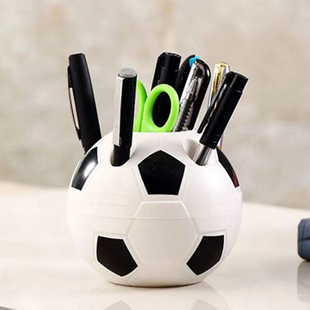 Soccer-Shape Desktop Pen and Toothbrush Holder Football Style Pencil Organizer