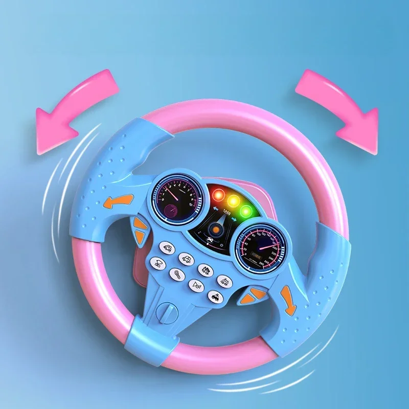 Infant Shining Simulation Steering Wheel Toy, Kids Early Education Stroller Toy with Sound Effects