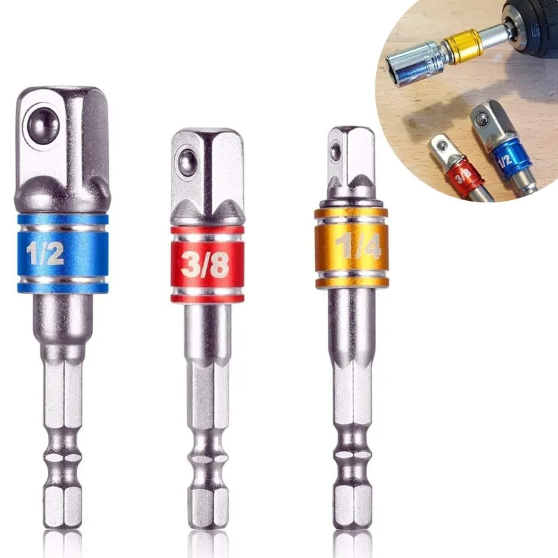 Impact Driver Socket Extension Adapter for Power Drill Hex to Square Wrench Converter