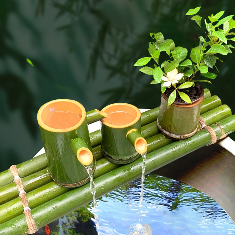 Bamboo Fountain Modern Home Decor Water Fountains Ornaments Garden Decoration for Indoor Outdoor Patio, Fish Tank
