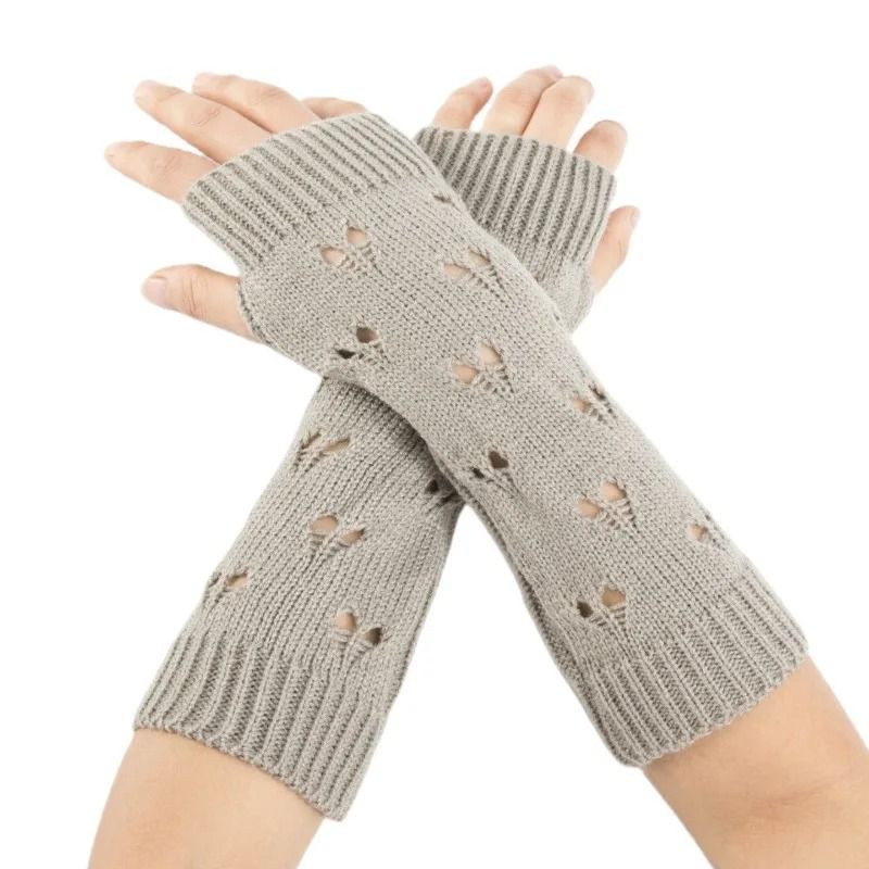 Stylish Arm Warmers Fingerless Gloves Y2K Fairy Grunge Goth Knit Sleeves