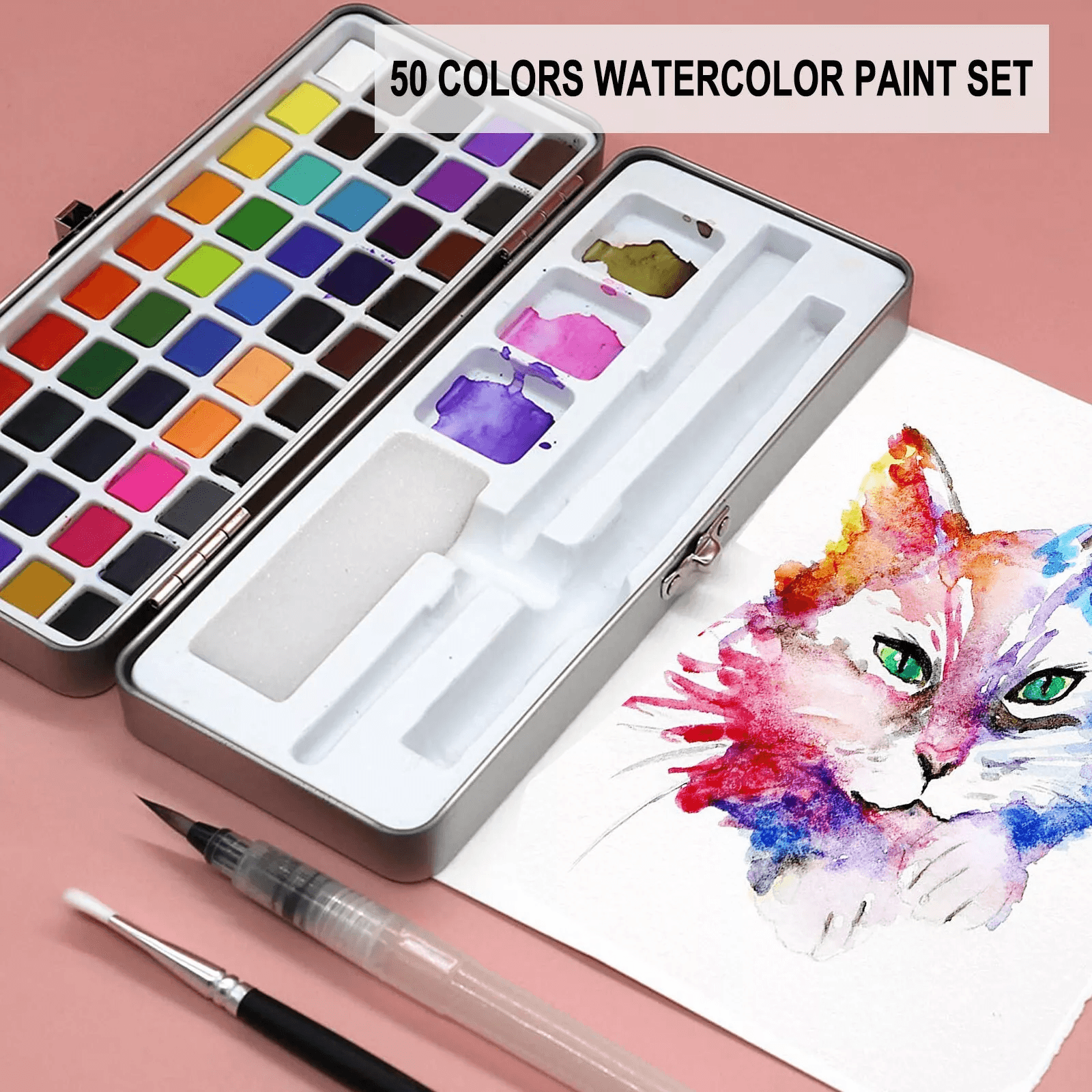 Professional 50-Color Watercolor Paint Set – Premium Pigments for Artists & Painting Enthusiasts