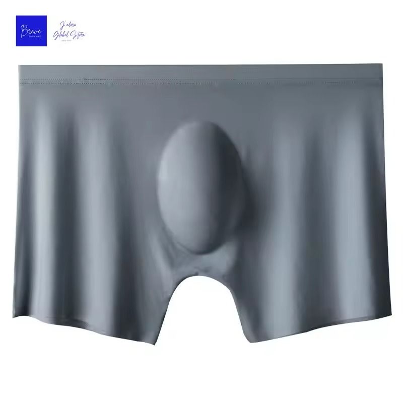 Mens Ice Silk Seamless Boxer Briefs with Breathable Antibacterial Fabric