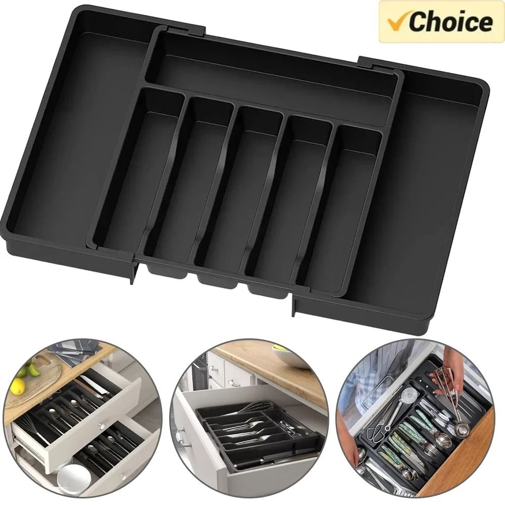 Expandable Kitchen Drawer Organizer – Adjustable Cutlery Storage Box – Retractable Tray for Spoons, Forks, and Flatware