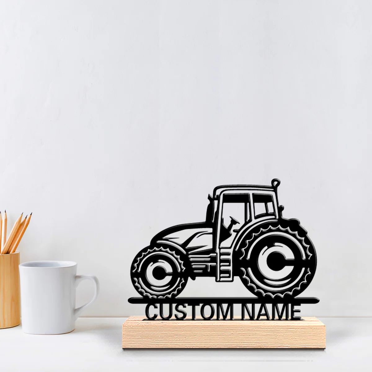 Personalized Custom SUV Metal Art Tabletop Decor with Wooden Base
