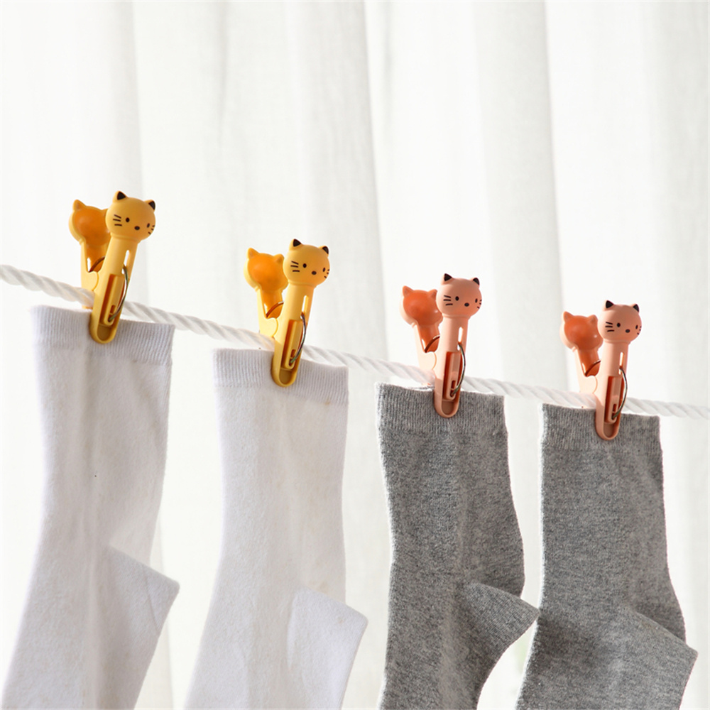 Cute Cat Beach Towel Clips Windproof Clothespins for Laundry and Travel