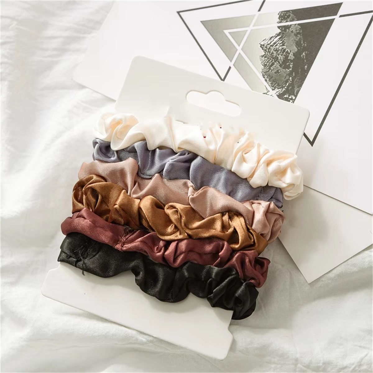SilkFeel Satin Scrunchie Set – 6-Piece Gentle Hair Ties for Women & Girls
