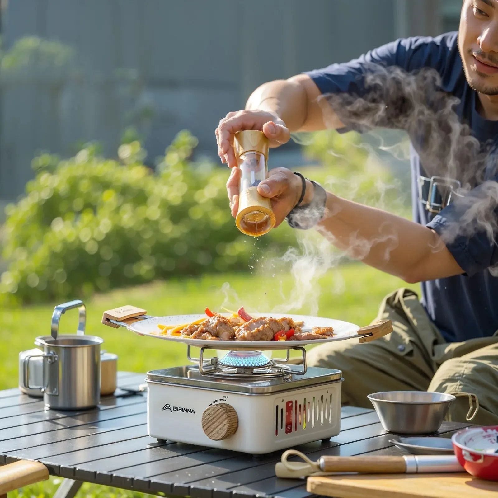 Camping Gas Stove with High Firepower, Portable Outdoor Gas Burner Cassette Furnace for Picnic & Camp Cooking