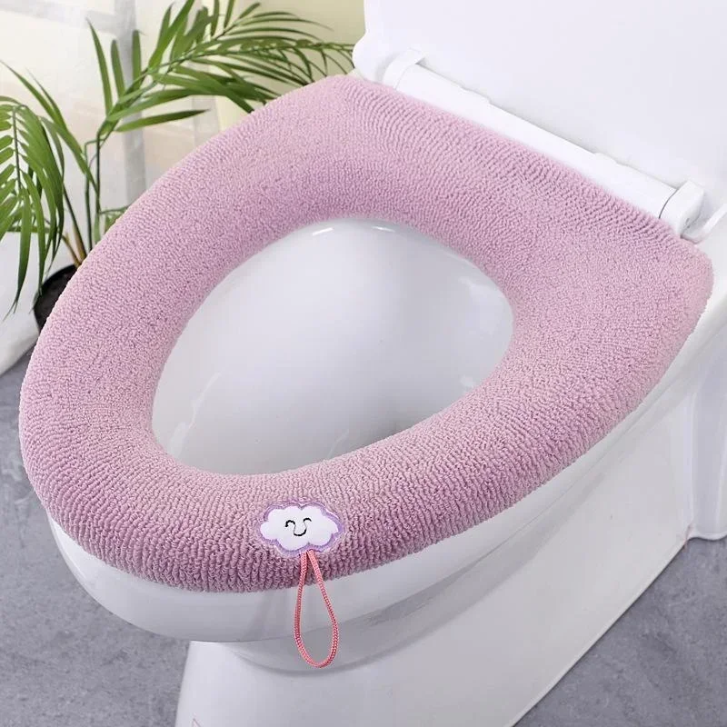 Soft Warm Toilet Seat Cover Elastic Washable Bathroom Seat Pad