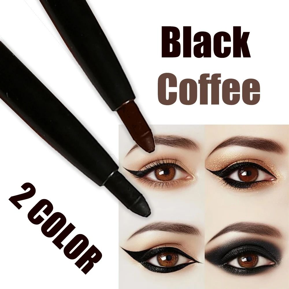 2Pcs Waterproof Black and Brown Eyeliner Pencil Set