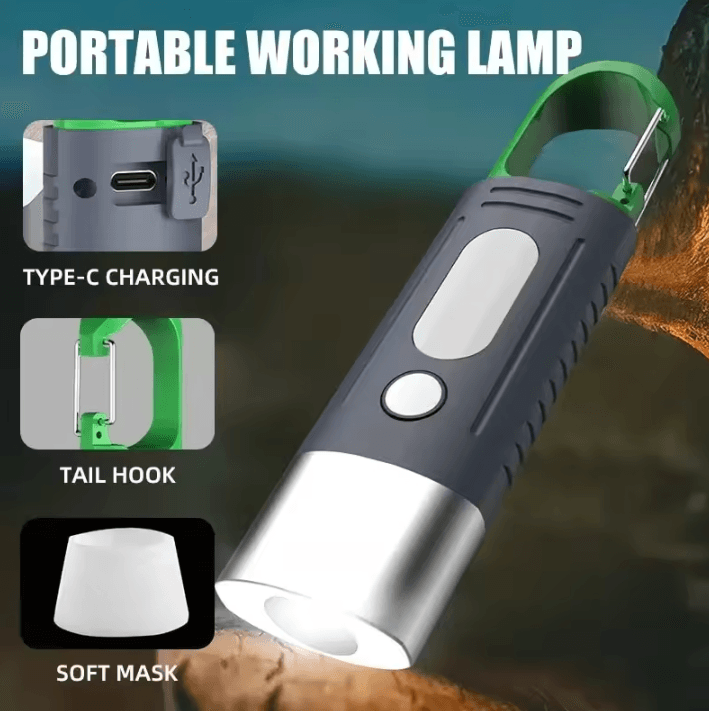 High Power Mini LED Flashlight with Telescopic Zoom and Side Lights for Outdoor Camping