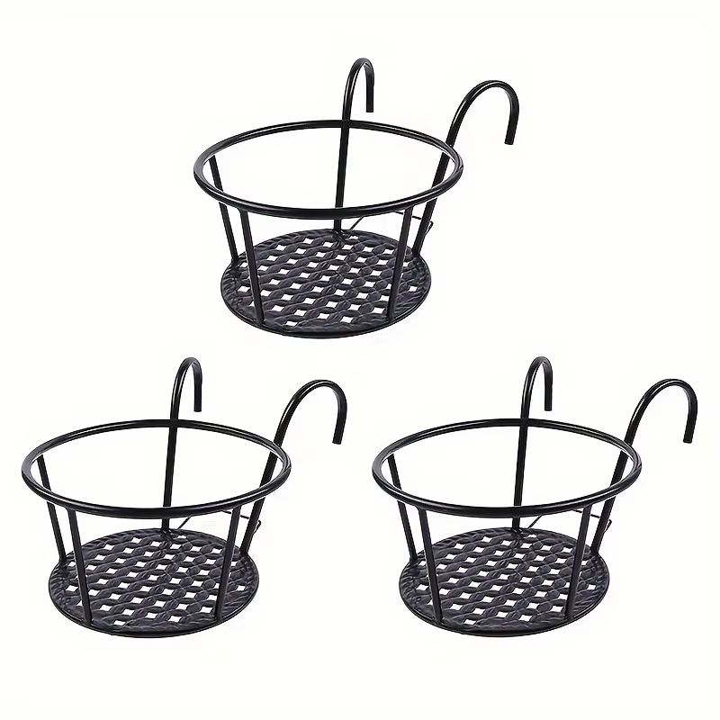Iron Art Hanging Flower Pots with Hooks – Metal Plant Hanging Basket for Balcony & Garden Decor