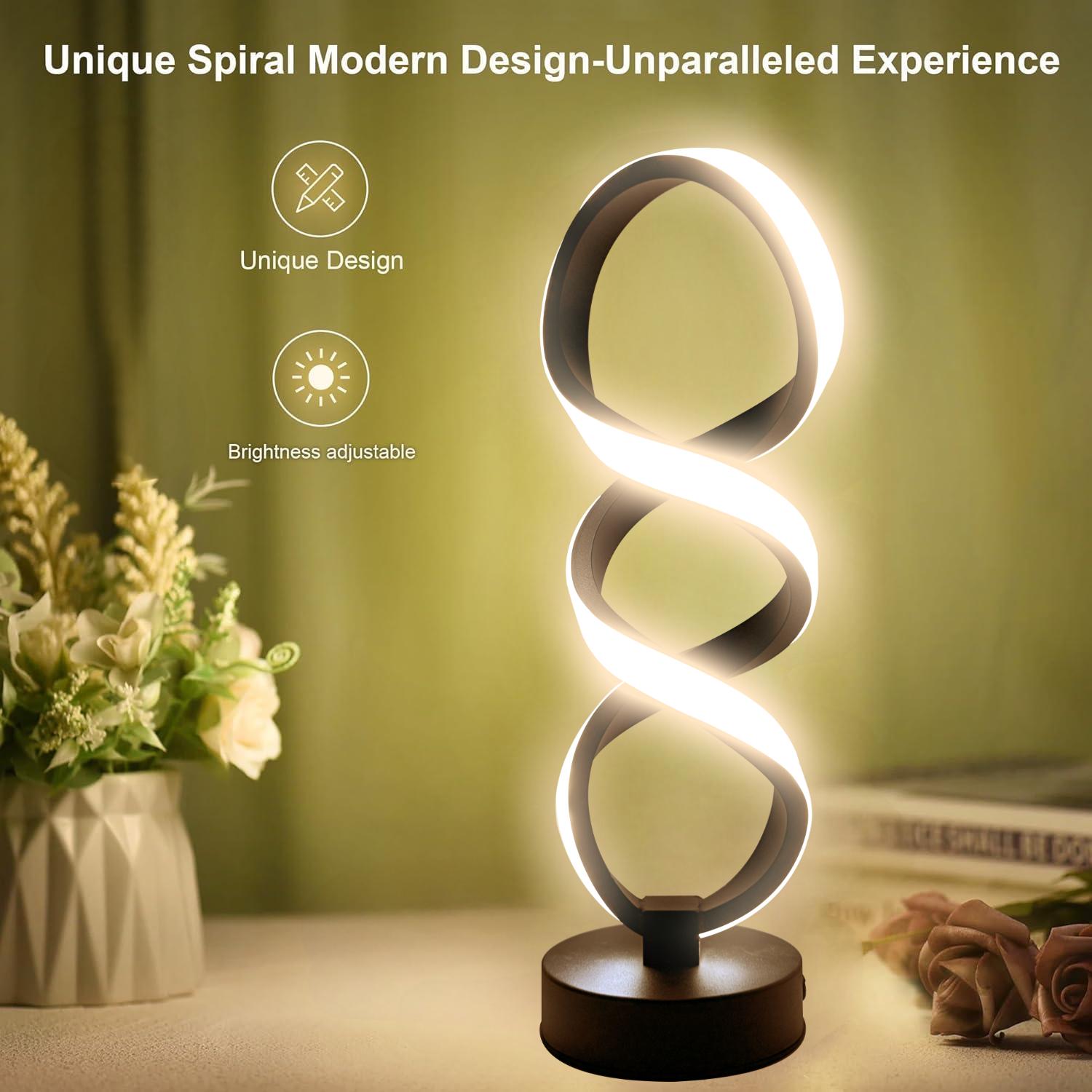 Adjustable Creative Spiral LED Table Lamp, USB Powered for Home Office, Bedroom and Study Room