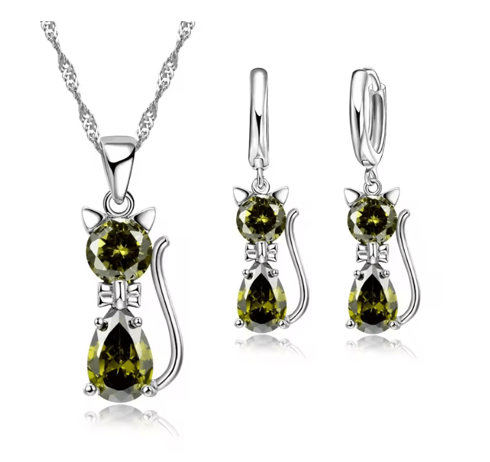 LunaSpark Cat Charm Jewelry Set