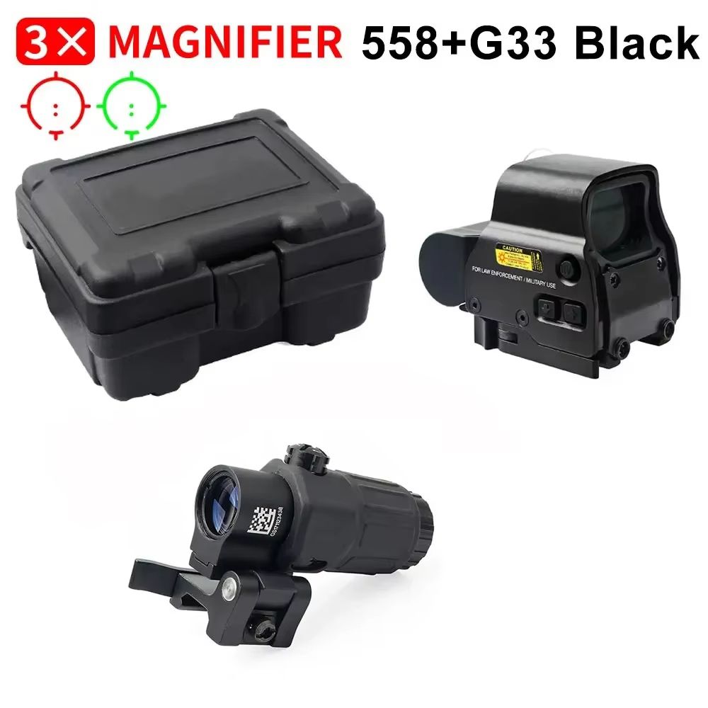 Tactical 558+G43 Holographic Red Dot Sight with 20mm Rail Mount & Quick Detach Lever – Hunting & Airsoft Optic