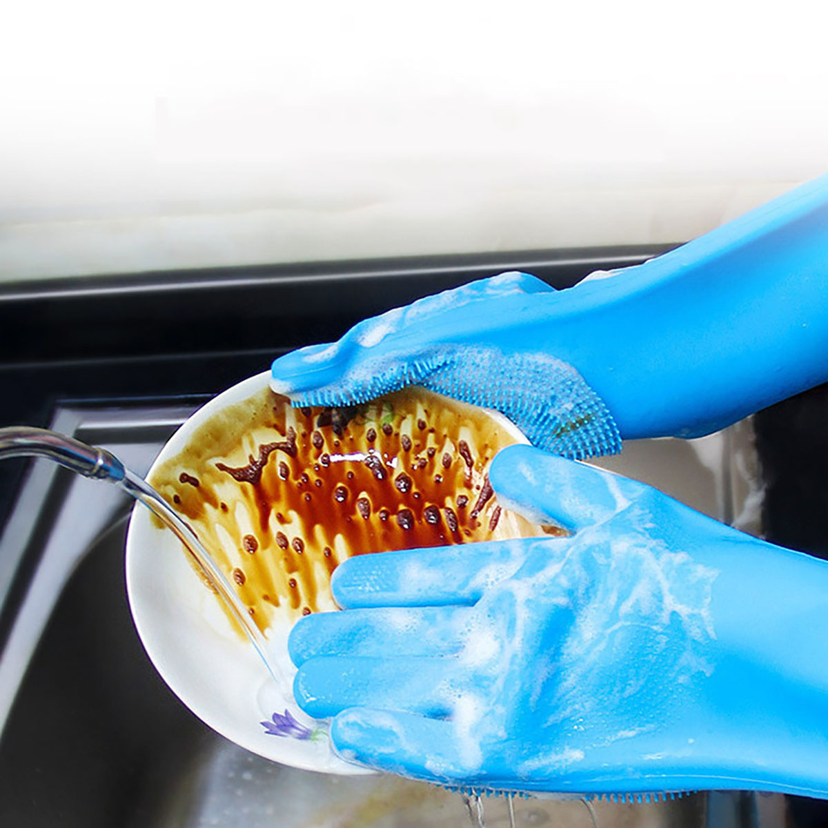 Magic Silicone Rubber Dishwashing Gloves, Household Sponge Scrubber, Kitchen Cleaning Tools, Dish Washing Gloves