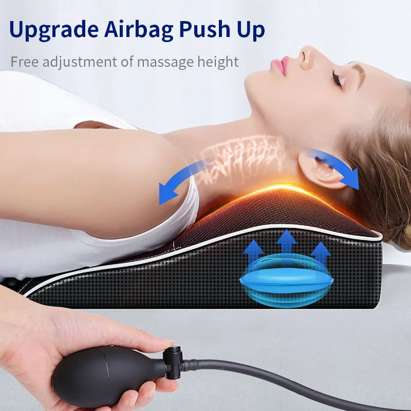 Neck and Shoulder Pain Relief Massager Pillow, Jinkairui Electric Shiatsu with Heat, Vibration, and Cervical Traction