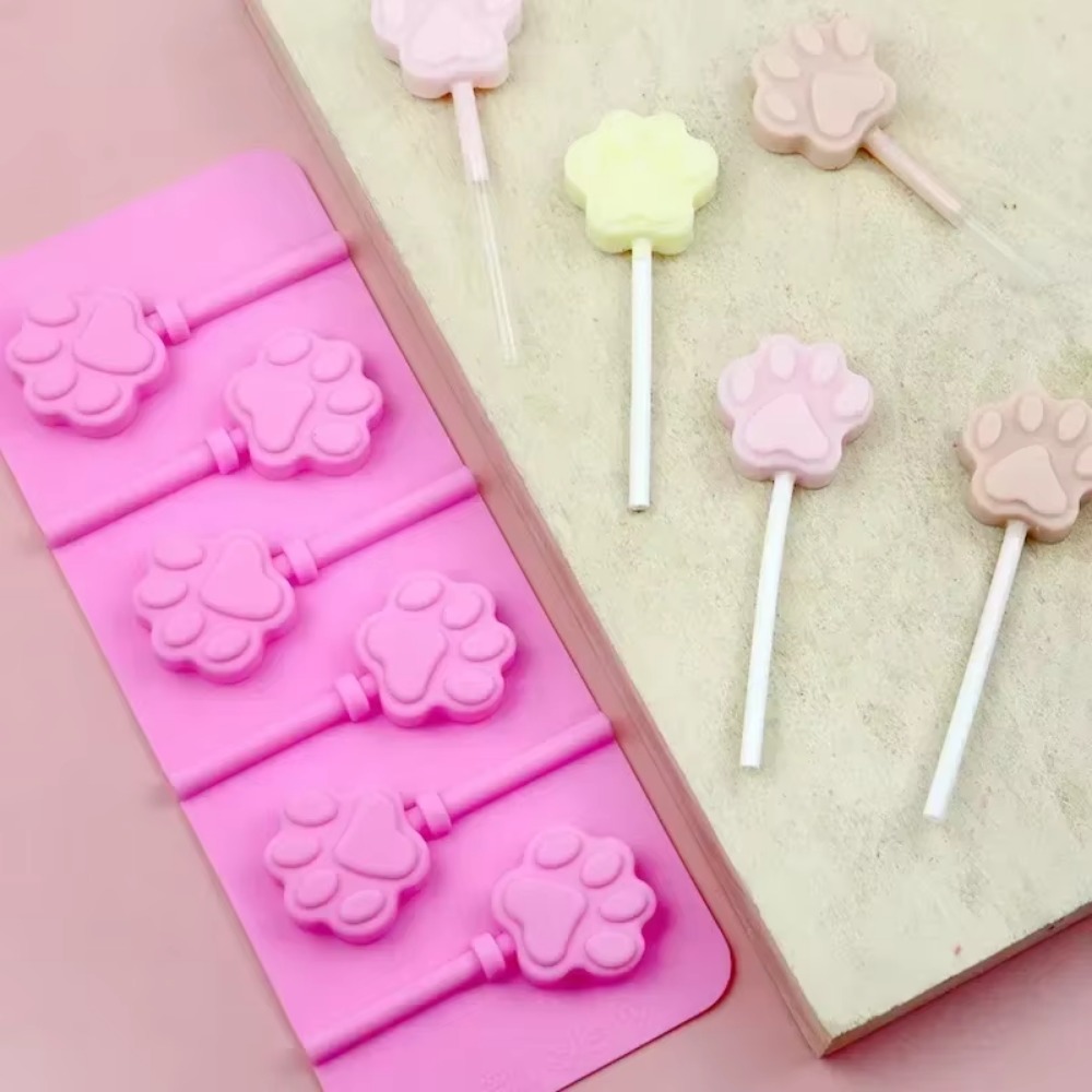 Cat Dog Paw Silicone Mold for DIY Baking, Pastry, Chocolate, Lollipops & Cake Decor