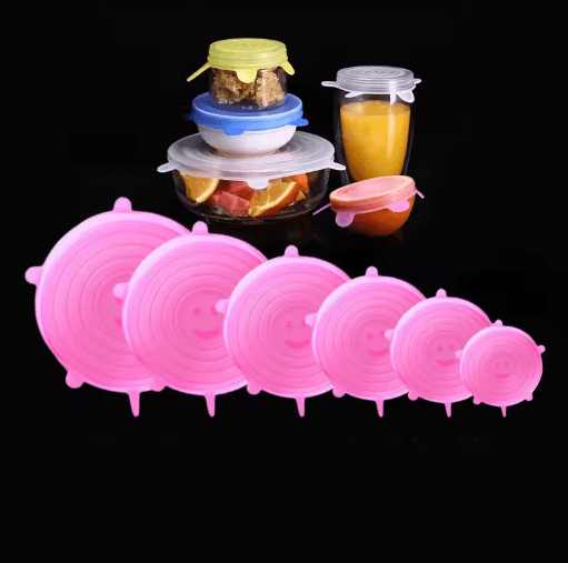 6-Piece Silicone Stretch Lids Reusable Fresh-Keeping Food Bowl Covers