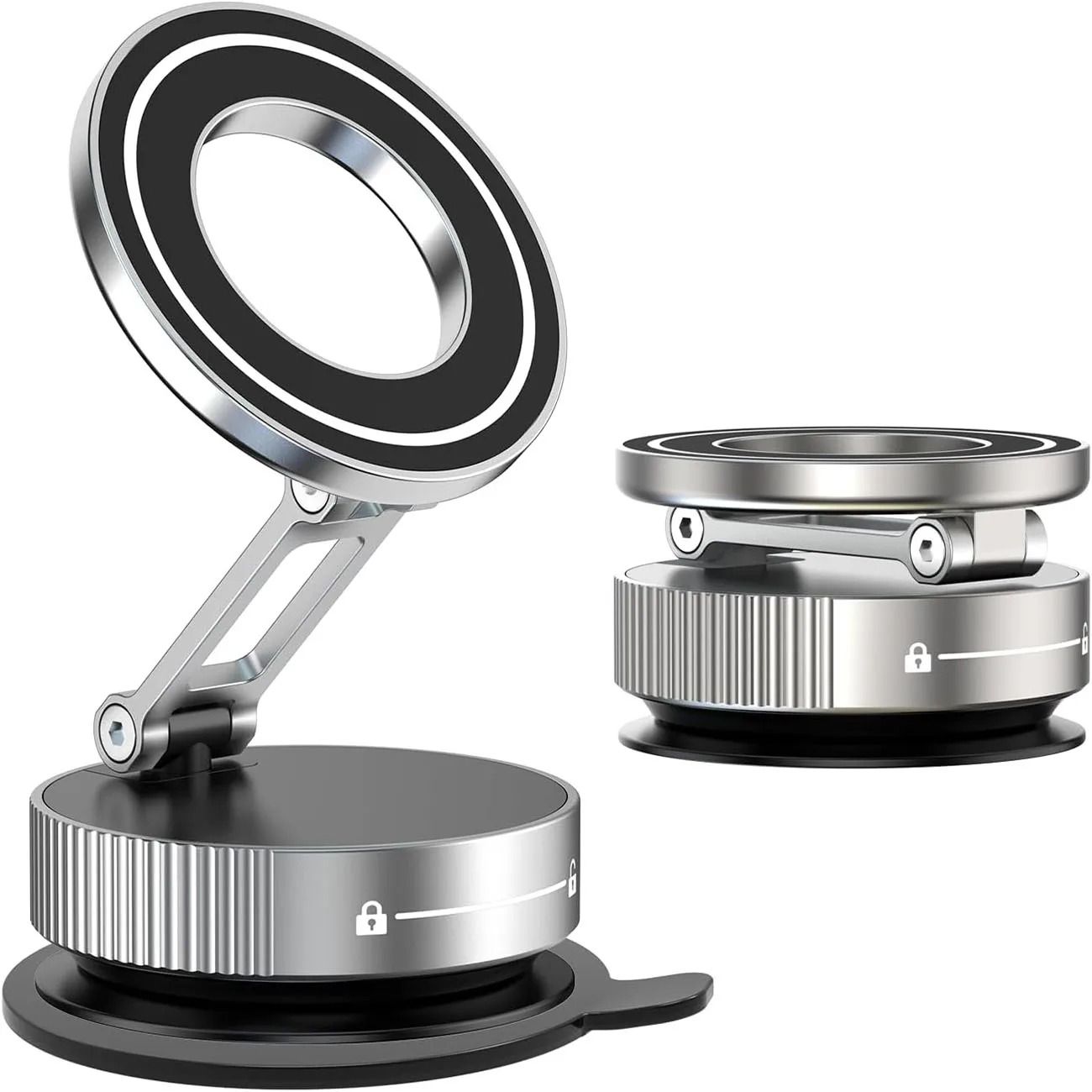 Upgraded Aluminum Alloy Vacuum Magnetic Car Phone Holder With 360 Degree Rotation And Foldable Design