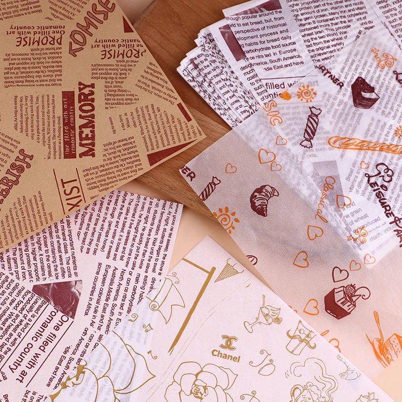 Food-Grade Oil Proof Paper Sheets (50pcs) – Bento Cake Box Liners & Burger Wrapping Paper, Greaseproof Baking Paper