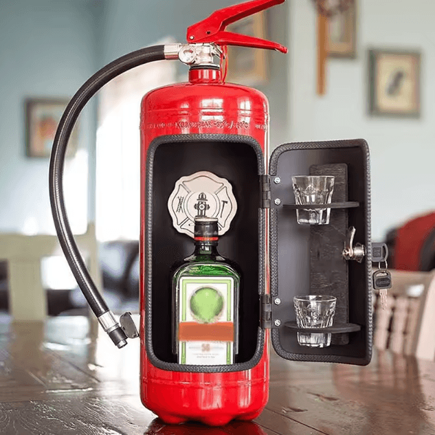 Fire Extinguisher Wine Box Novelty Bar Decor Wine Bottle Storage Box Fireman Gift