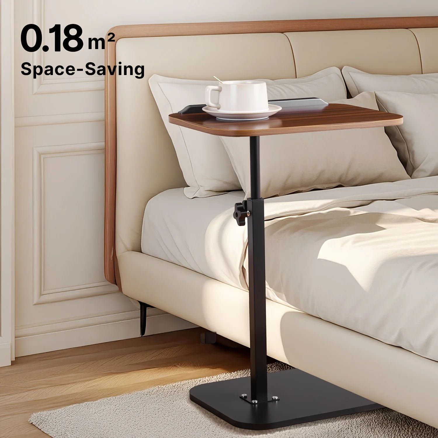 Modern 360° Rotating Adjustable Laptop Table – C-Shaped Sofa Side Desk