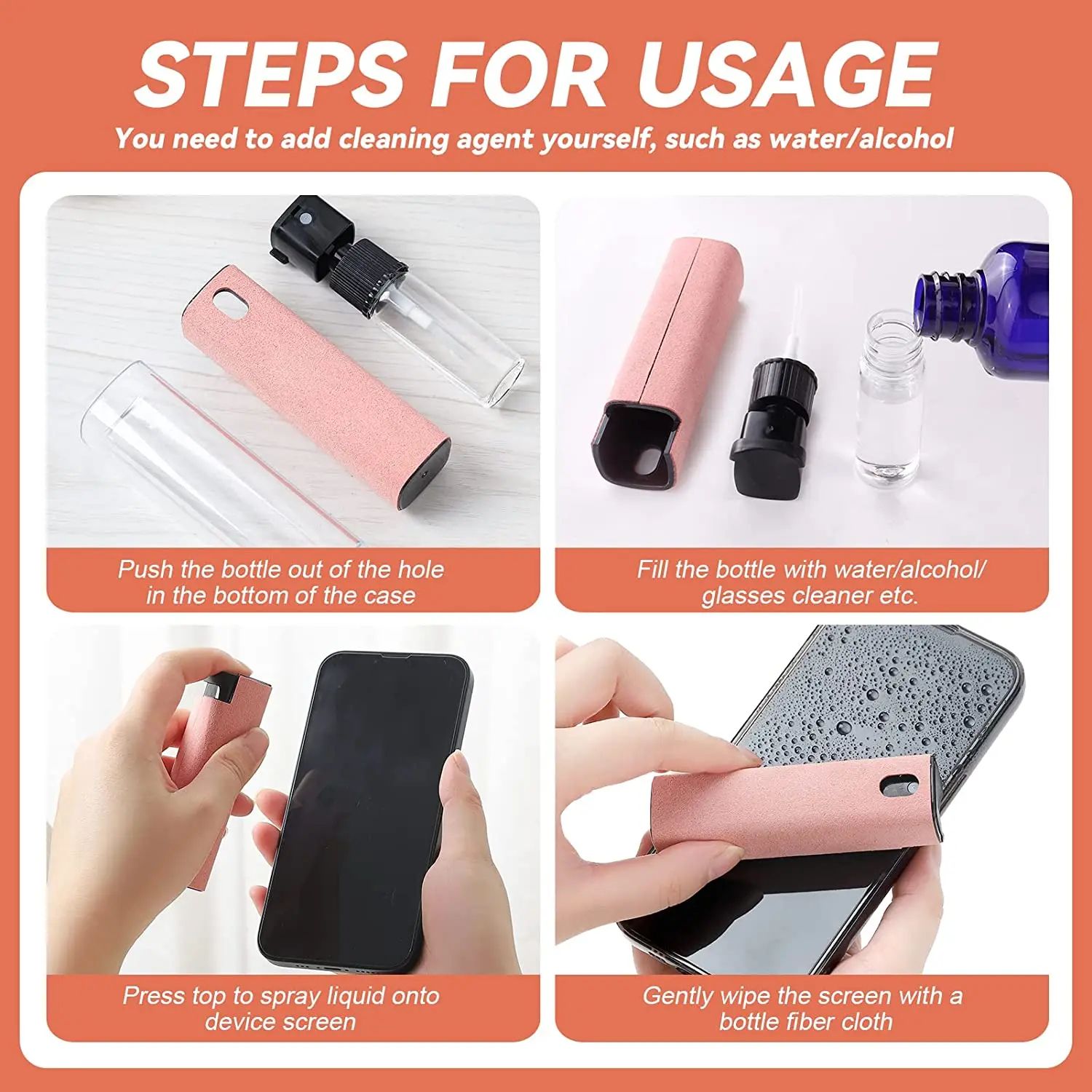 2 in 1 Microfiber Screen Cleaner Spray Set