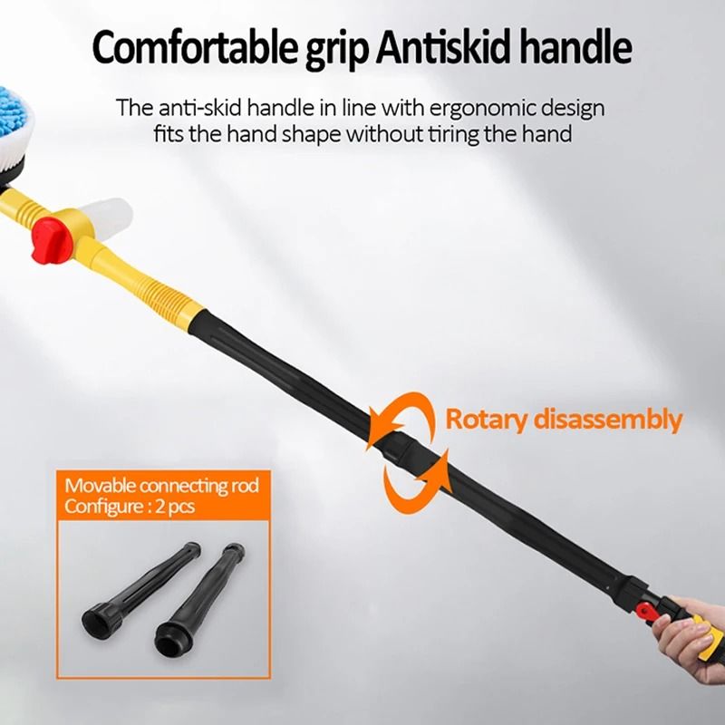 360 Degree Rotating Car Wash Brush Kit With High Pressure And Foam Dispenser