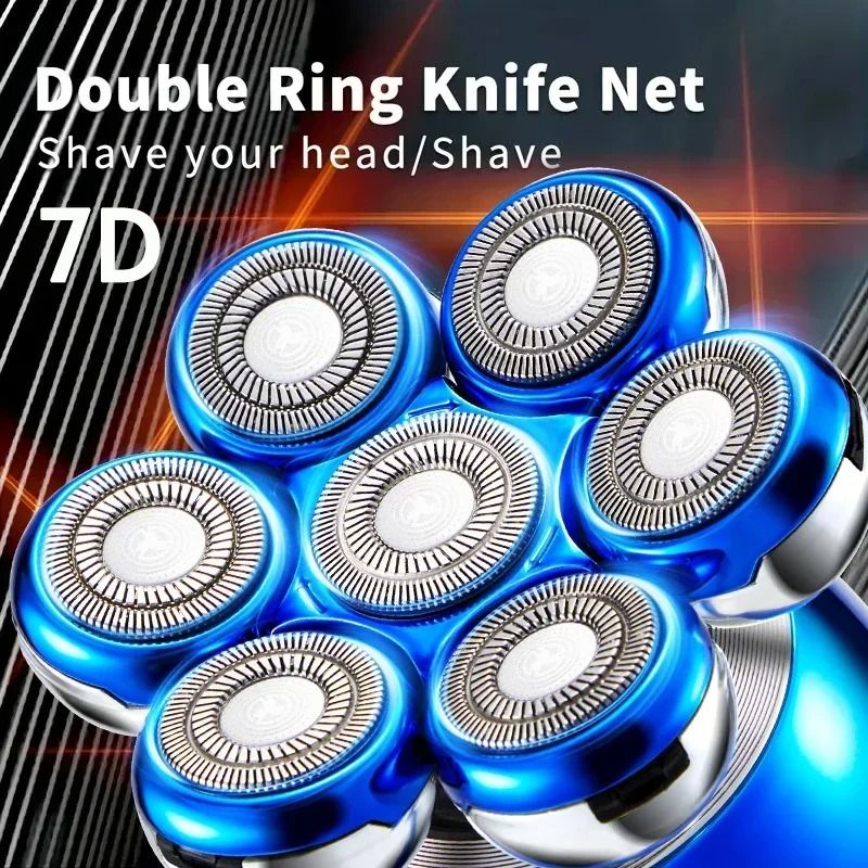 Newest 5 in 1 Electric Shaver 7D Floating Cutter Head Bald Hair Clipper with Wireless Charging