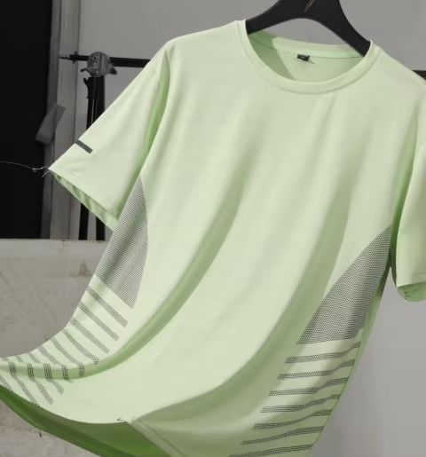Men's Ice Silk Quick-Dry Reflective Running T-Shirt - Breathable Fitness Top (Up to 5XL)