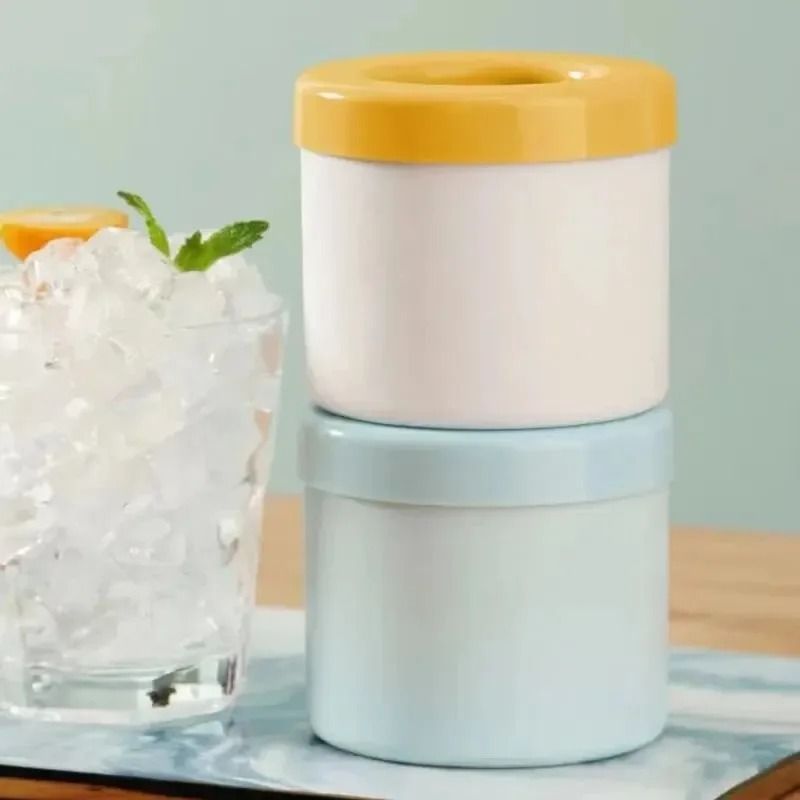 Silicone Ice Cube Mold with Compact Round Ice Bucket Design