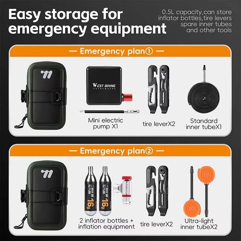 WEST BIKING 0.5L waterproof bike saddle bag Seamless TPU Under Seat Mini Tail Pouch