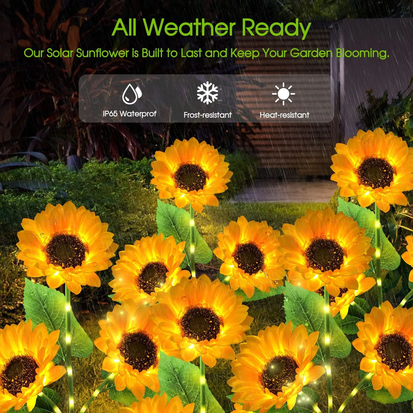 Solar Sunflower Garden String Lights