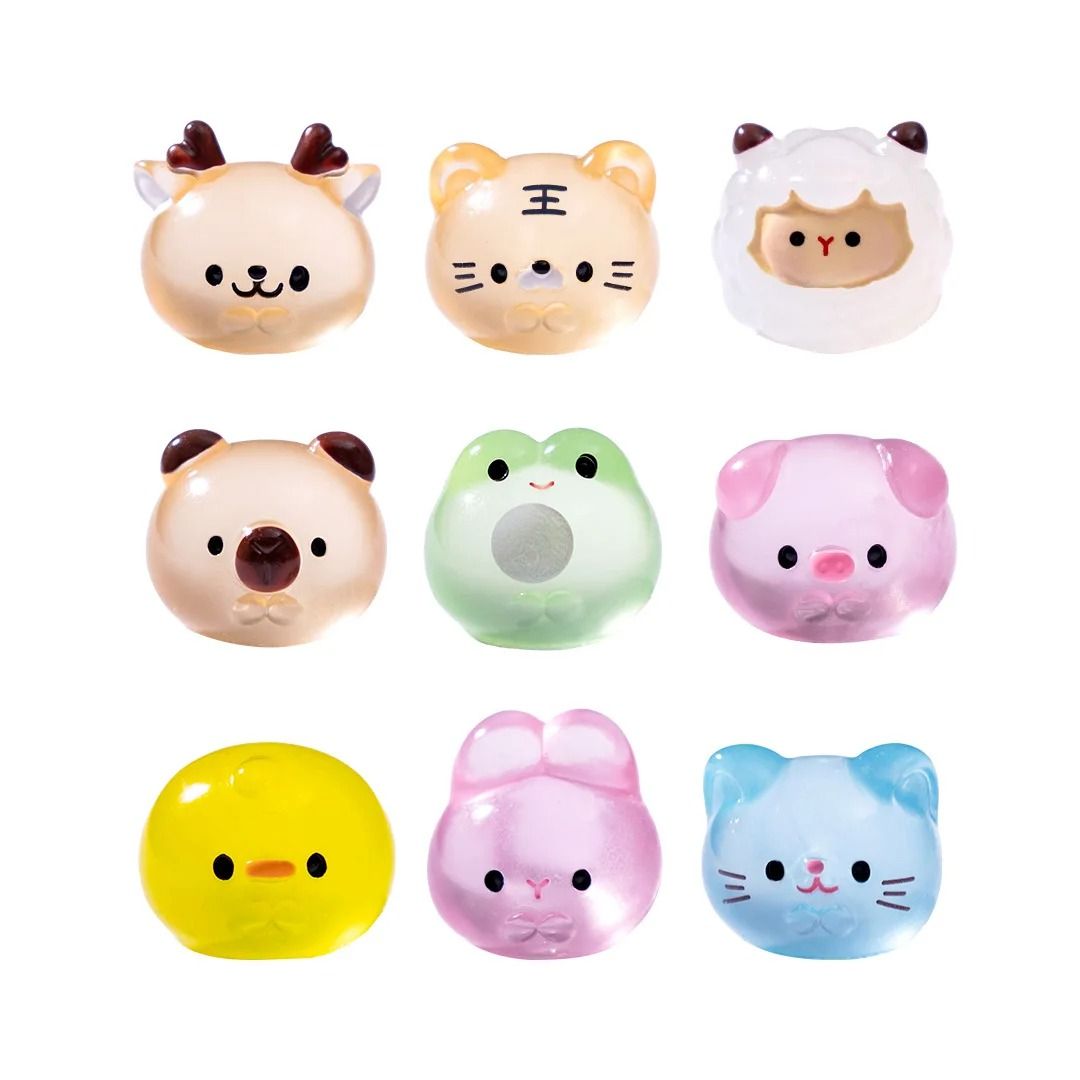 Luminous Mini Resin Animal Set | Glow-in-the-Dark Fairy Garden Figurines