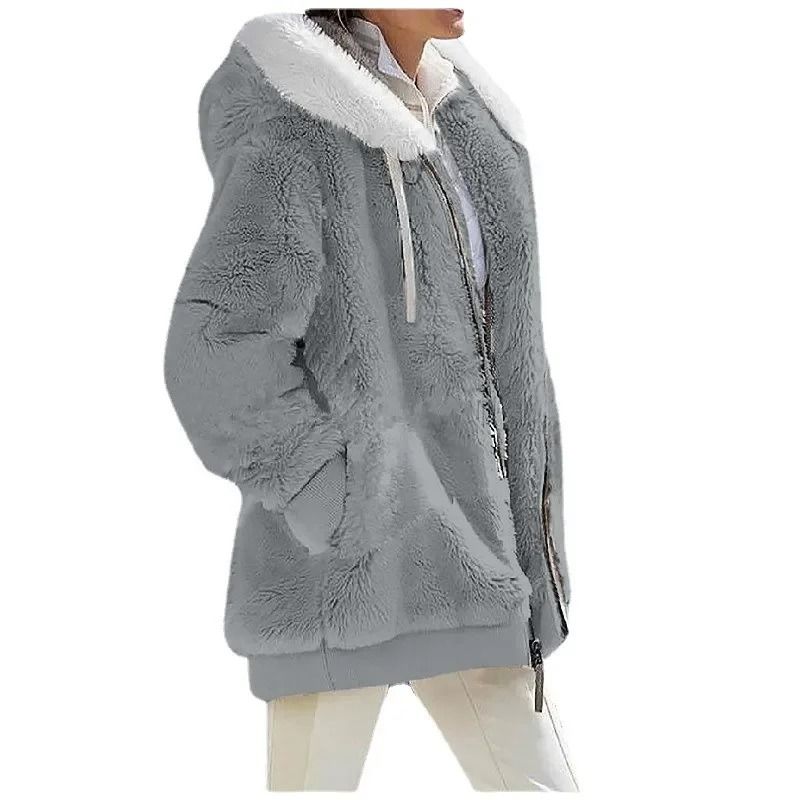 Autumn Winter Fashion Women Coat Casual Hooded Zipper Fleece Jacket