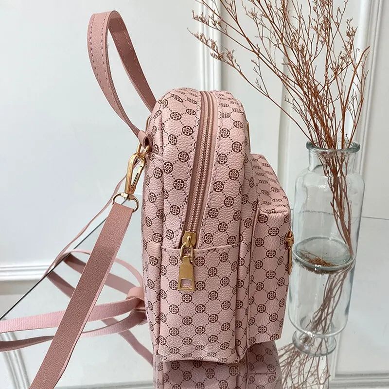 Women's Fashion Mini Backpack, PU Leather School Bag Convertible Crossbody Shoulder Handbag
