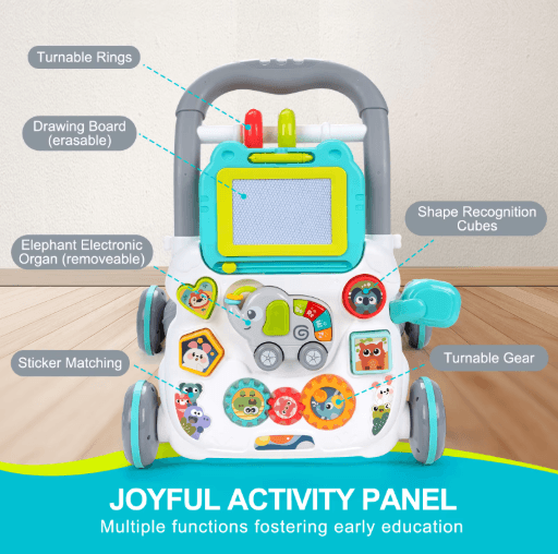 Baby Cartoon Musical Activity Walker Multifunction Learning Walker with Drawing Board