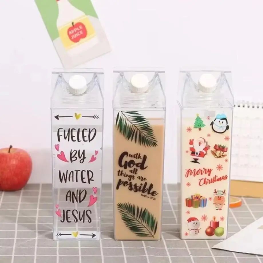 Transparent Milk Box Water Cup Large Capacity Plastic Drink Cup