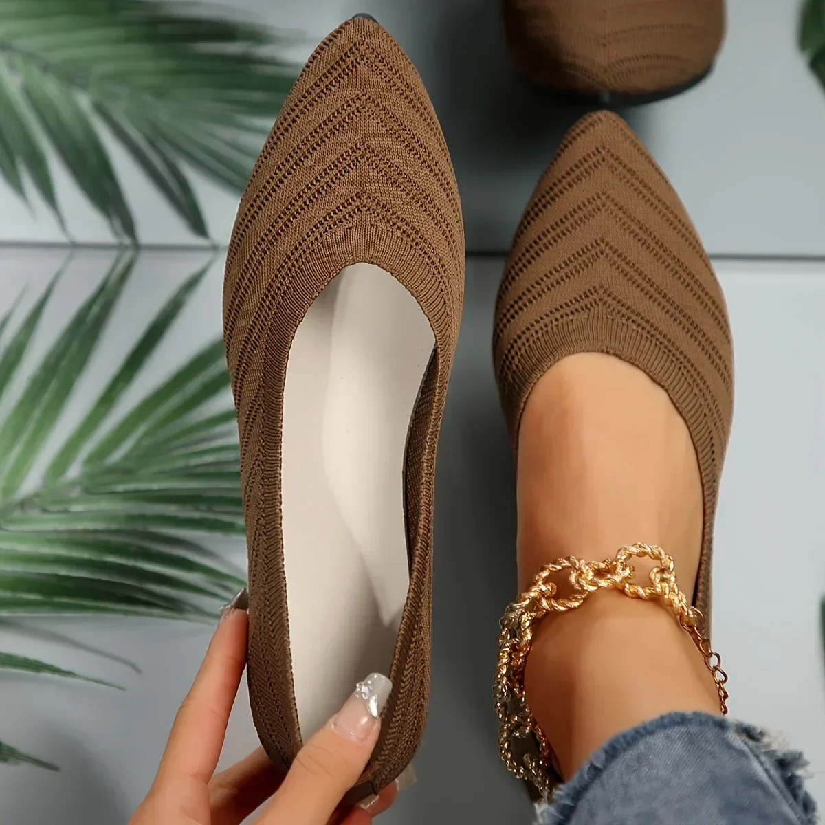 New Pointed Toe Flat Office Boat Shoes, Casual Ballet Flats Women Loafers