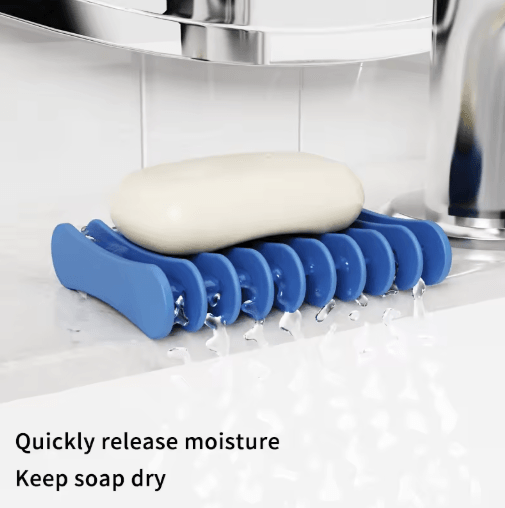 Premium Silicone Self Draining Soap Dish Compact Easy to Clean Soap Holder