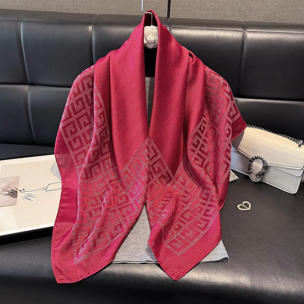 Women's Silk-Like Square Hijab Scarf – 27.56x27.56in Fashion Sun Protection Shawl & Headscarf