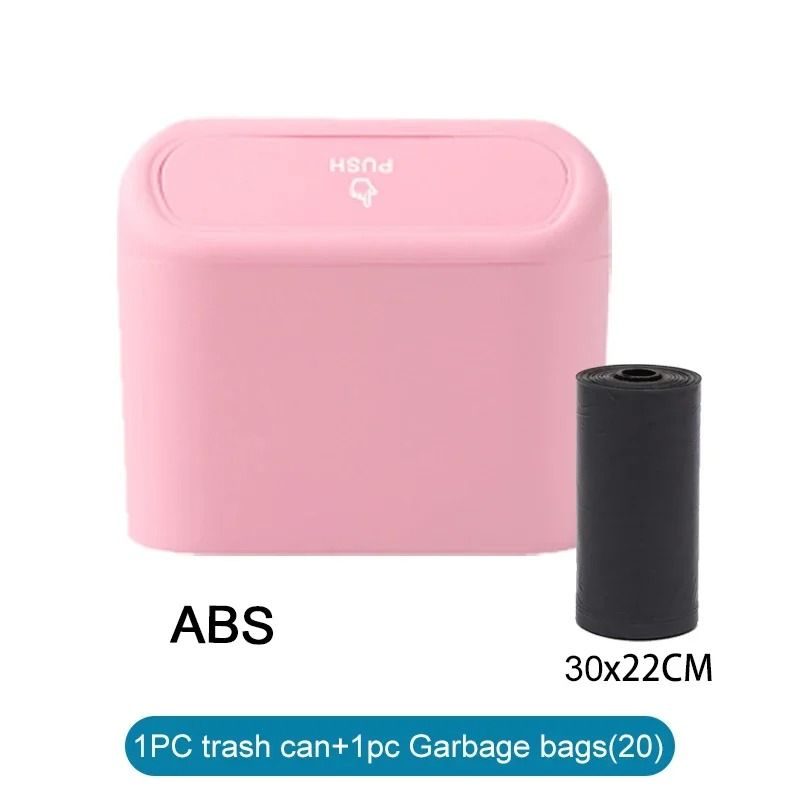 Leak Proof Mini Car Trash Can with Lid and Garbage Bags