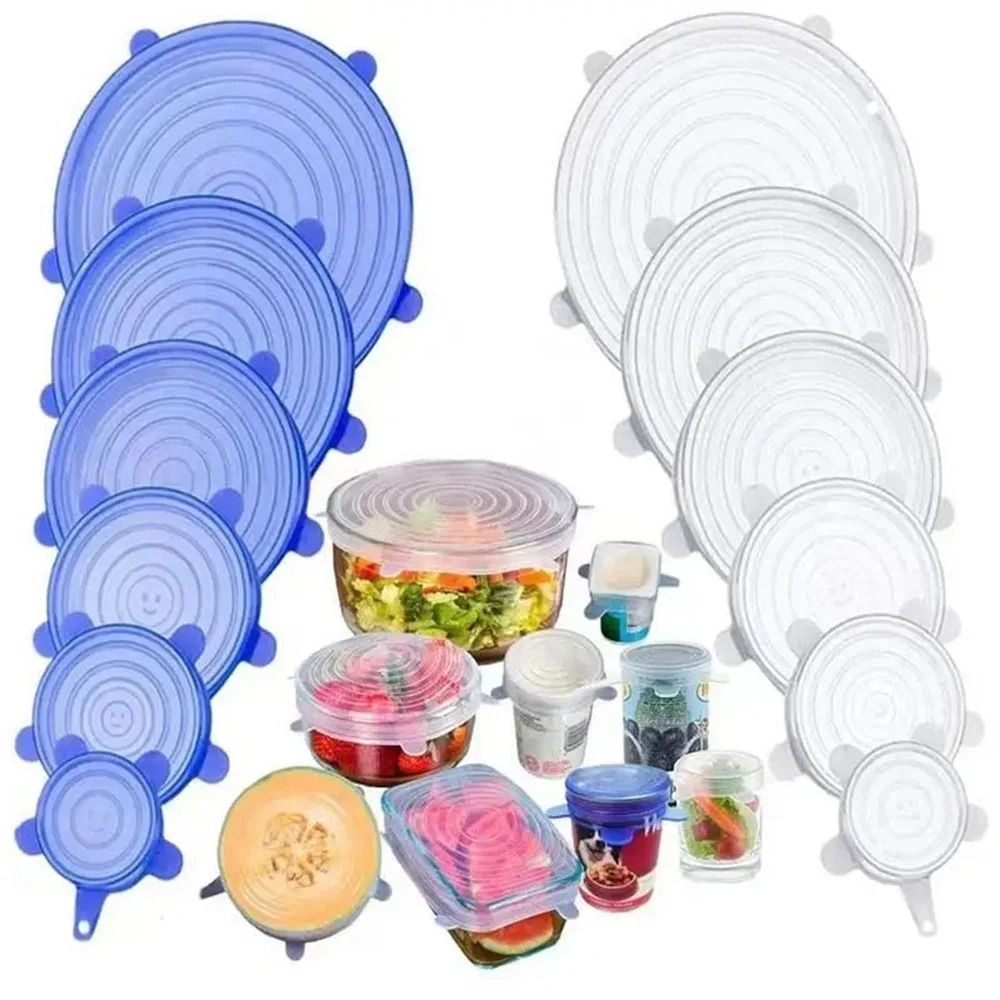 Reusable Silicone Stretch Lids Airtight Food Covers Universal Kitchen Set